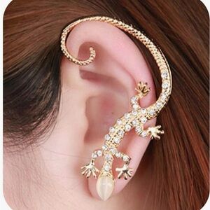 Lizard Earring Cuff Combo Rose Gold Tone Stud Earring